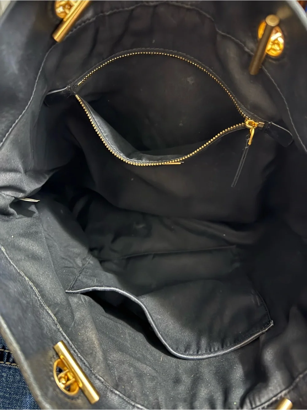 Tory Burch Black Quilted Leather Tote with Gold Chain Straps
